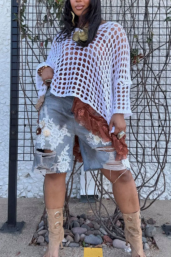Distressed Denim Shorts