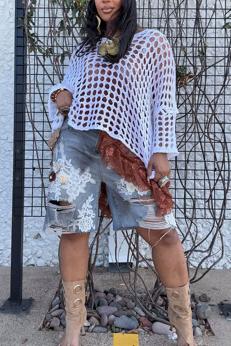 Distressed Denim Shorts