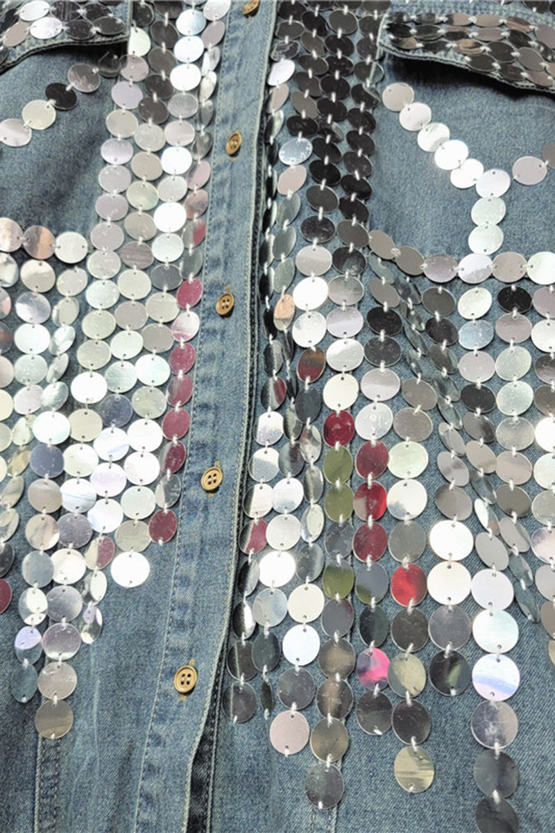 Sequin Embellished Denim Jacket