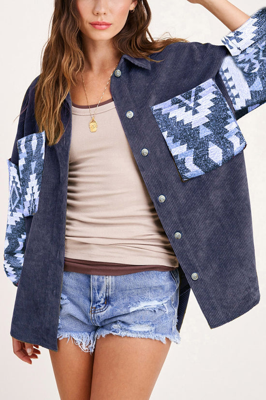 Geometric Pattern Button-Up Jacket