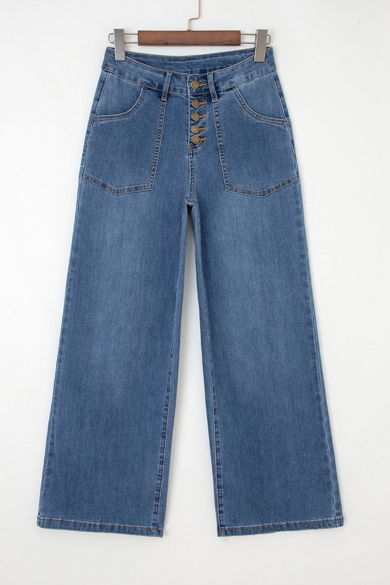 High-Waist Straight-Leg Denim Jeans