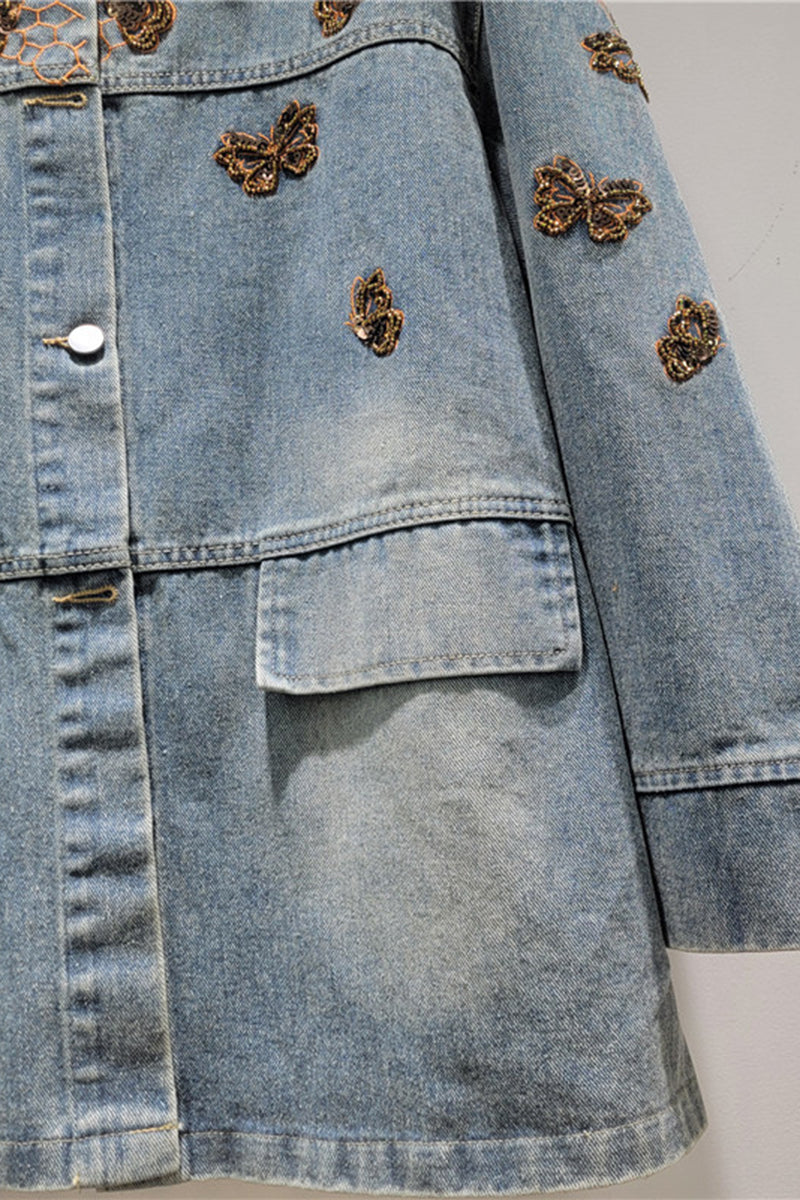 Butterfly Motif Denim Jacket