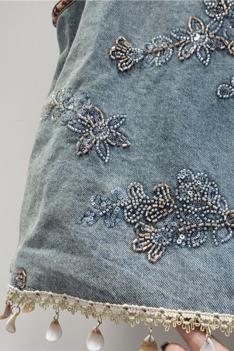 Embellished Button-Front Vest