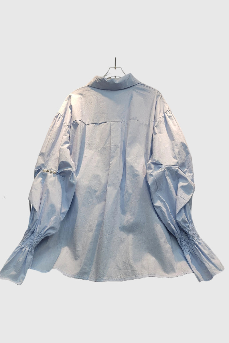 Pearl Accented Puff Sleeve Blouse