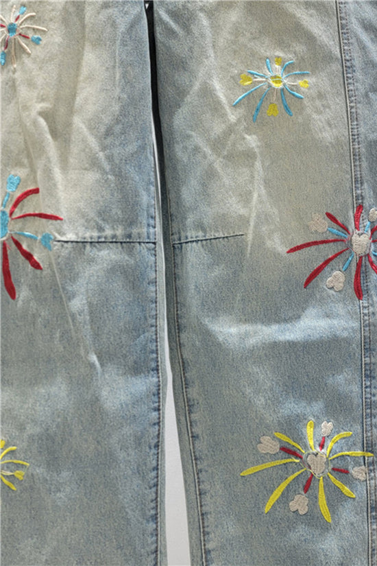 Floral Detail Barrel Jeans