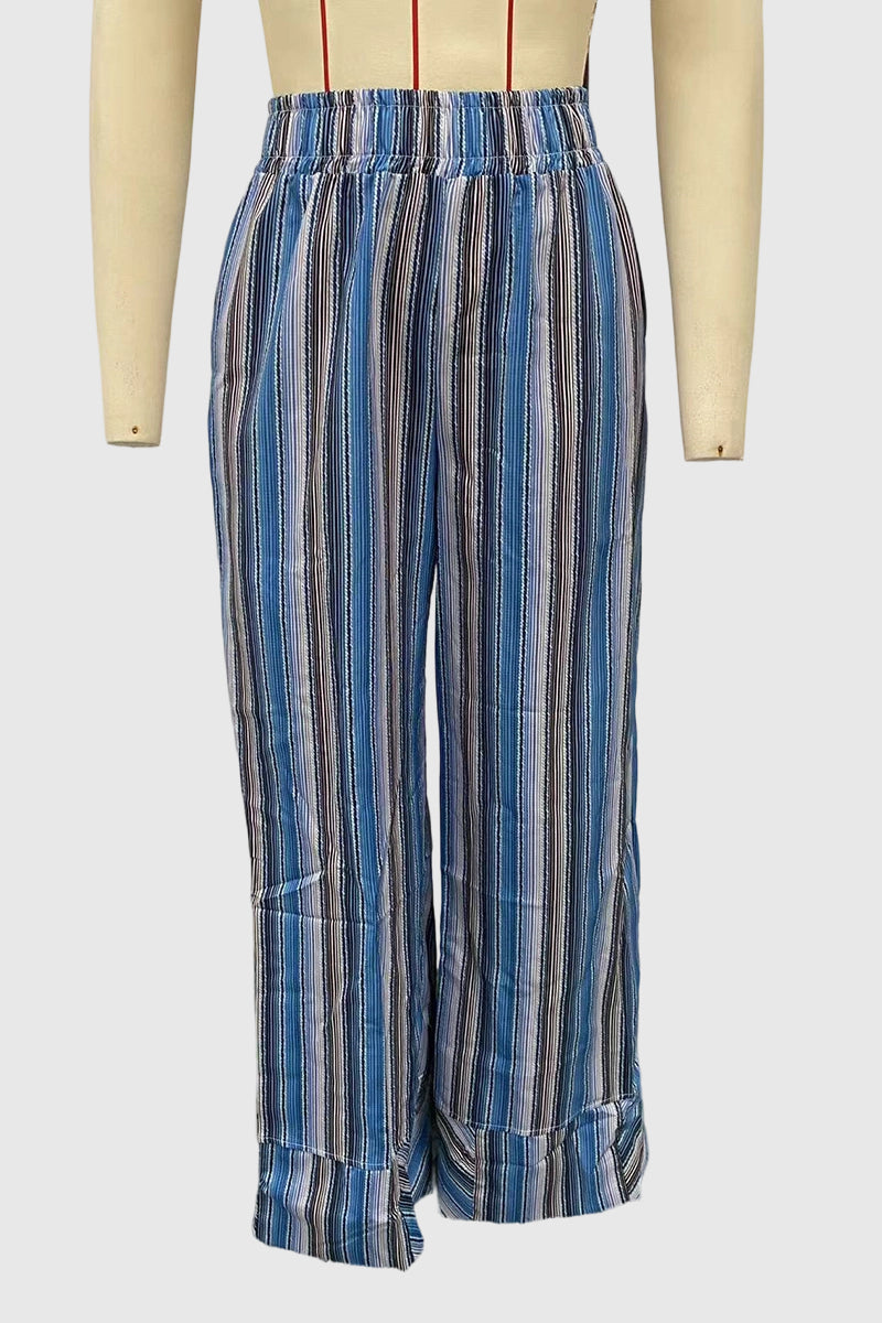 Striped Wide-Leg Casual Pants