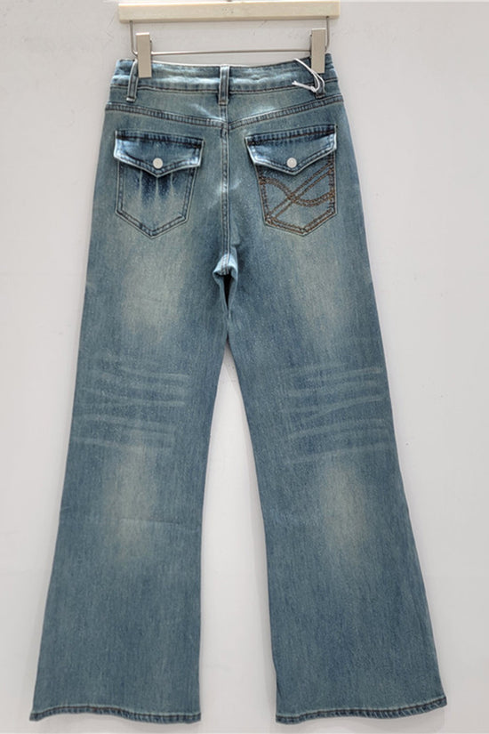 Embellished Straight Leg Denim Jeans