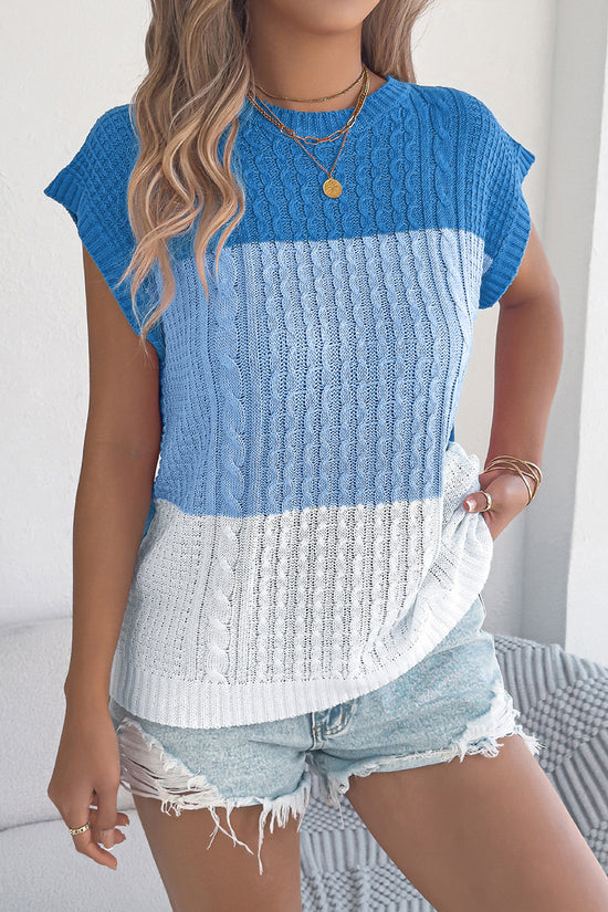 Sleeveless Colorblock Knit Sweater