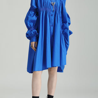 Ruched Long Sleeve Casual Dress