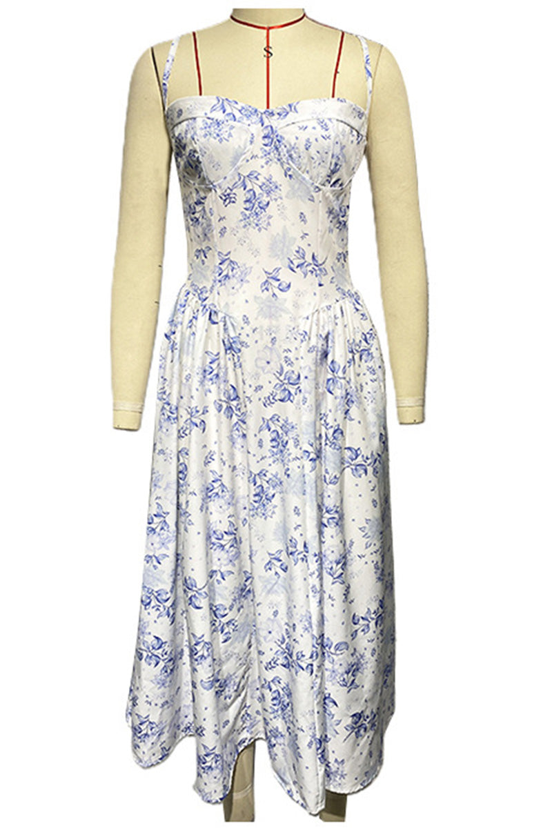 Elegant Floral Sleeveless Casual Midi Dress