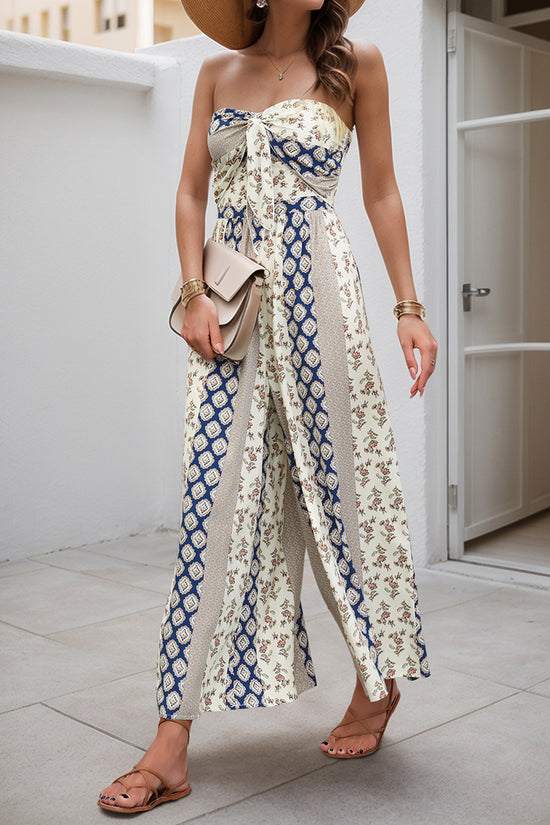 Strapless Boho Wide-Leg Jumpsuit