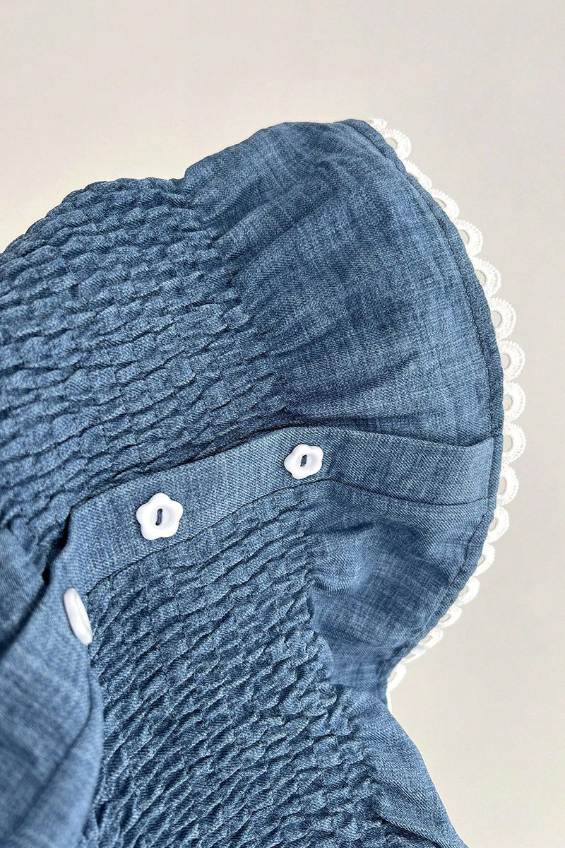 Charming Buttoned Smocked Peplum Top
