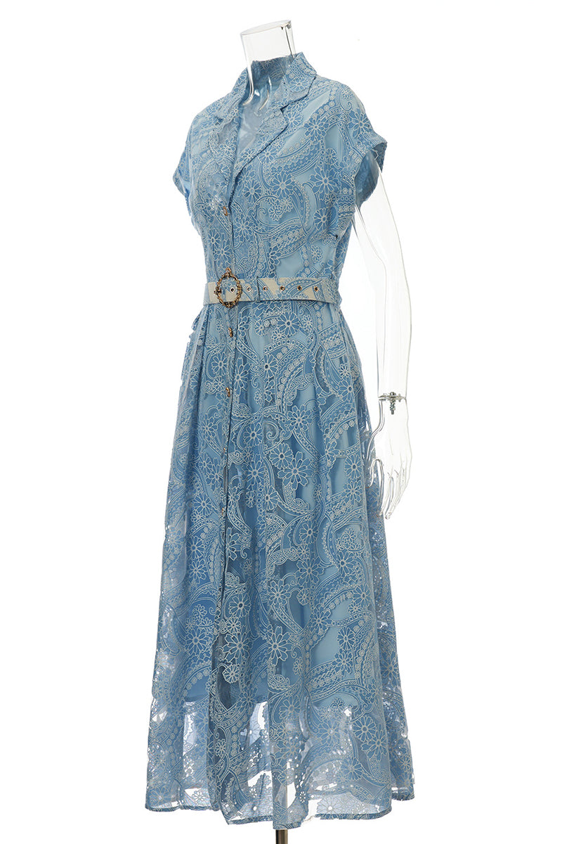 Button-Up Midi Dress with Belt