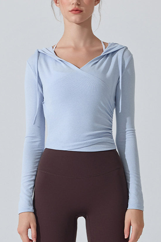 Stylish Wrap Hoodie Long Sleeve Top