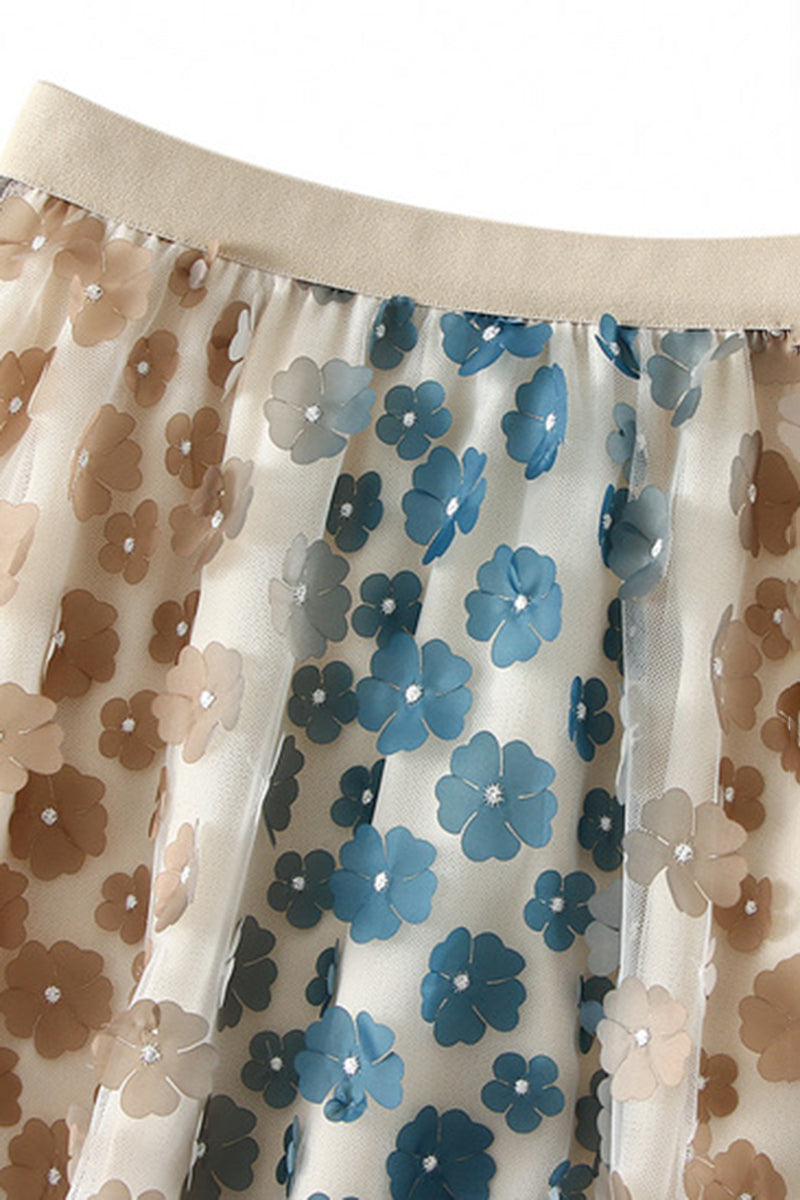 Floral Overlay Flowing Skirt