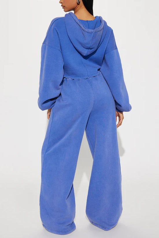 Sporty Zip Hoodie and Jogger Set