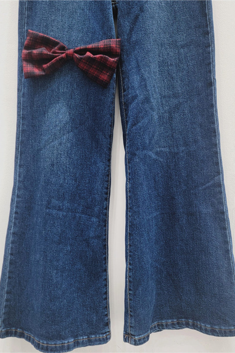 Classic Straight Jeans with Bow Detail