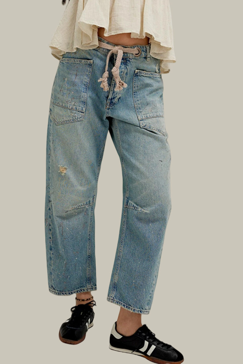 Edgy Straight-Leg Jeans with Utility Pockets