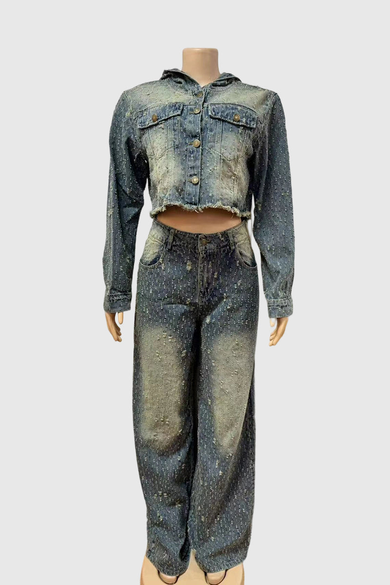 Stylish Denim Two-Piece Outfit