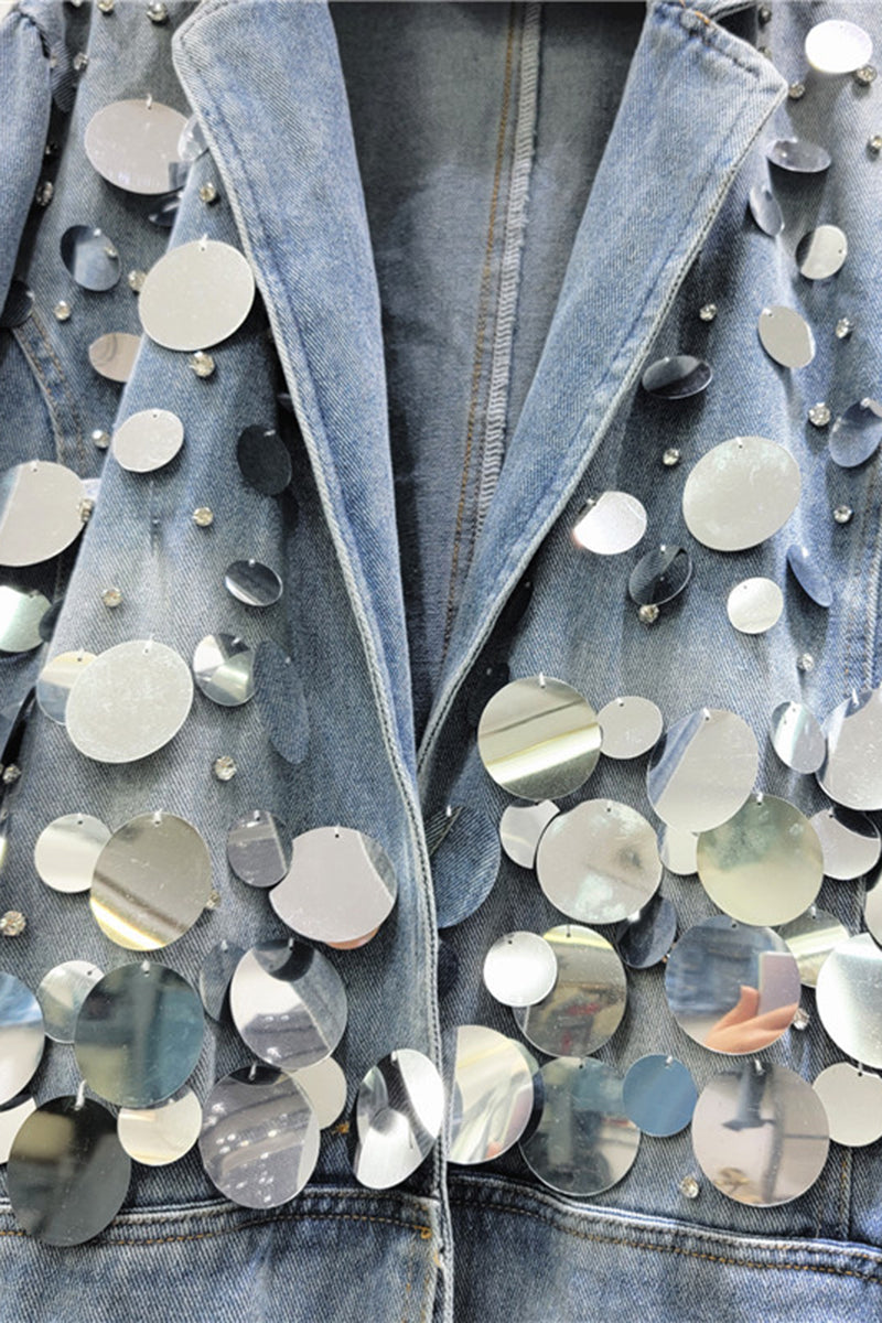 Reflective Sequin Denim Jacket