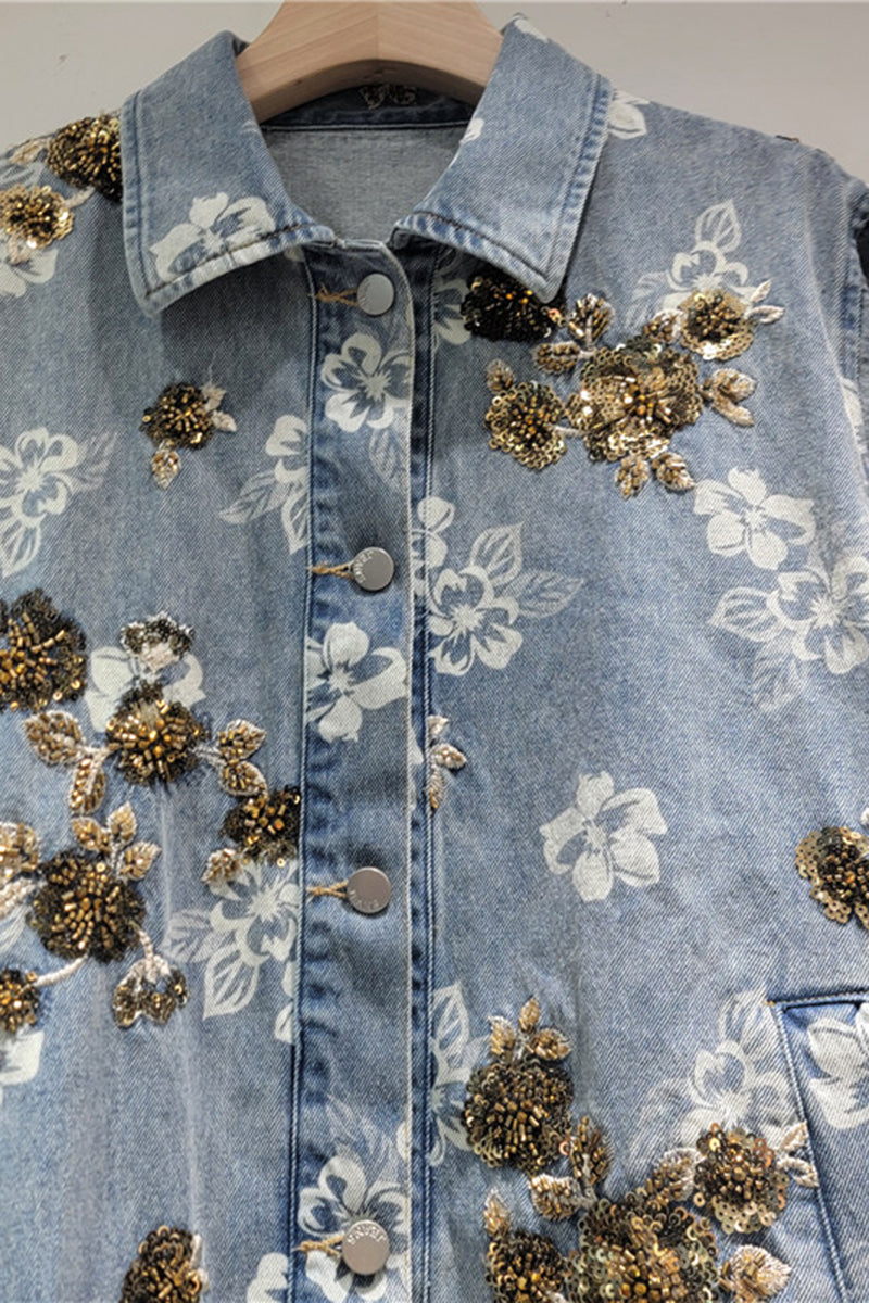 Floral Embellished Denim Jacket