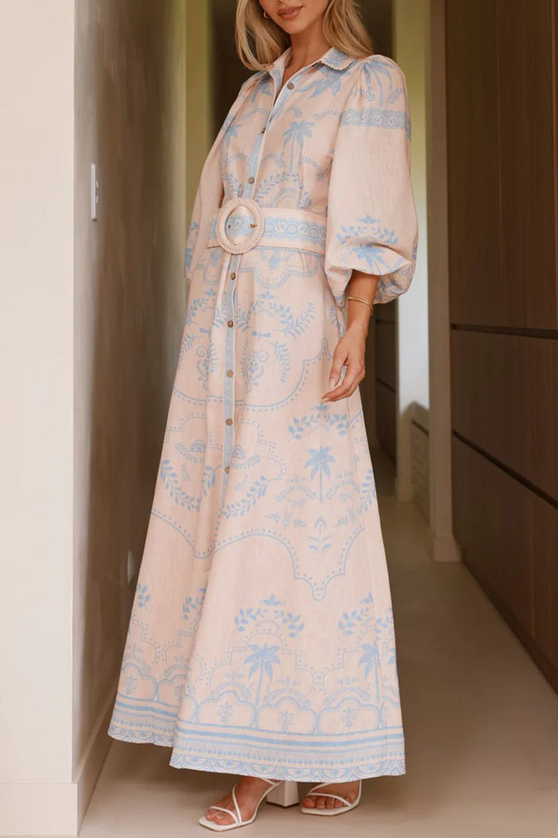 Floral Long Sleeve Button-Down Dress