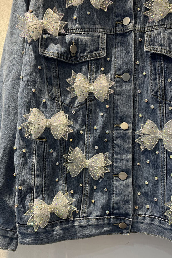 Embellished Bow Detail Denim Jacket