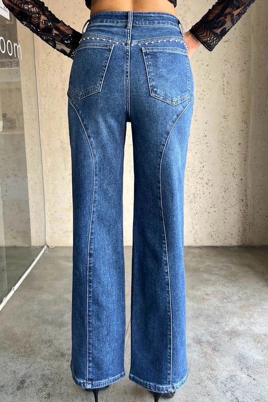 Studded Straight-Leg Jeans
