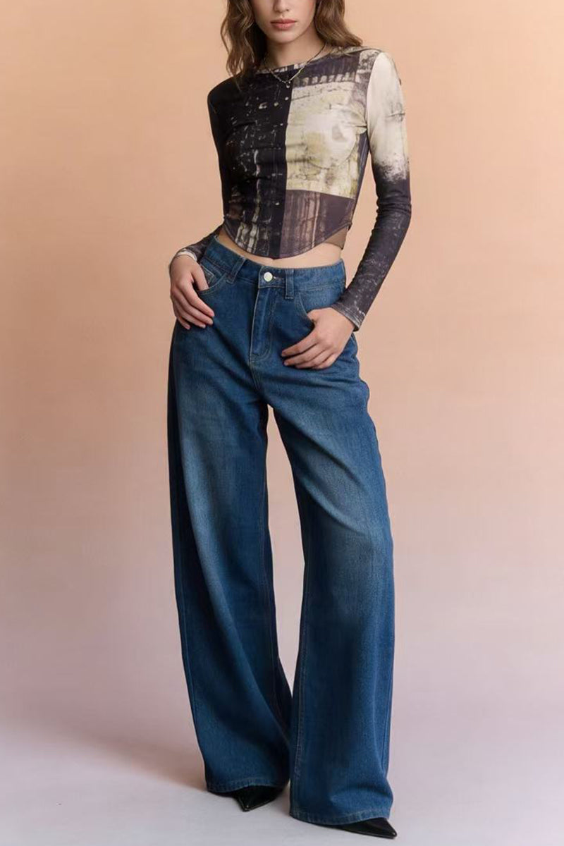 High-Waisted Straight-Leg Jeans