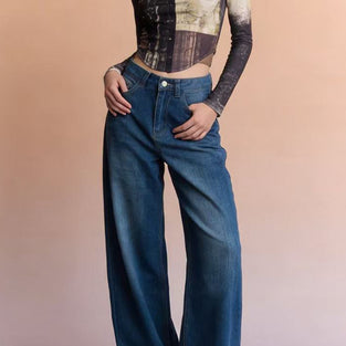 High-Waisted Straight-Leg Jeans
