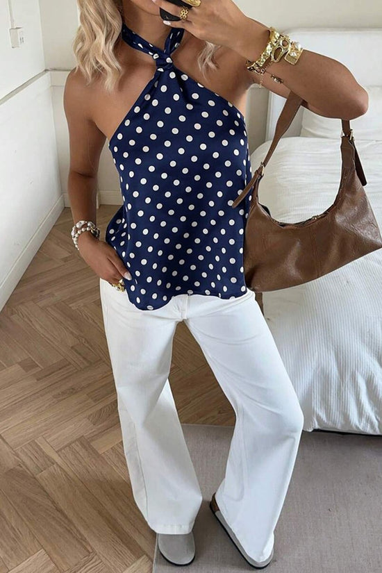 Polka Dot Halter Neck Tank Top