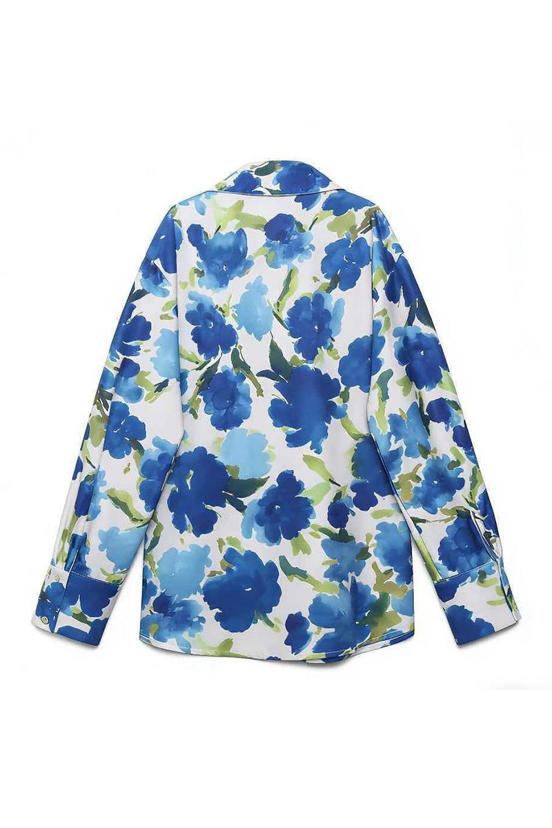 Floral Long Sleeve Button-Up Blouse