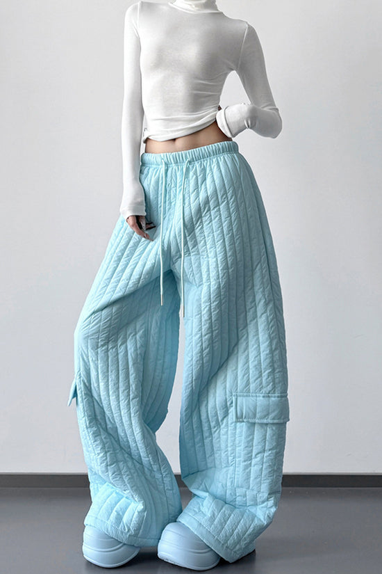 Quilted Wide-Leg Casual Pants