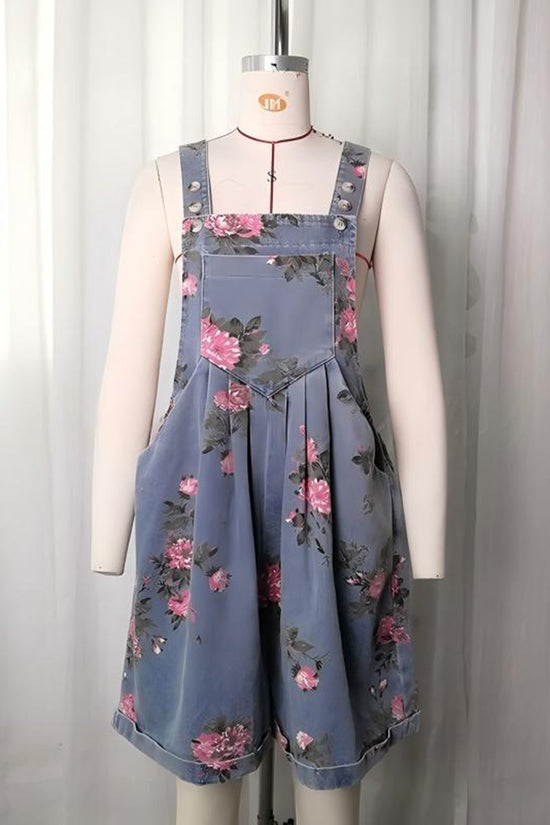 Floral Button Strap Romper