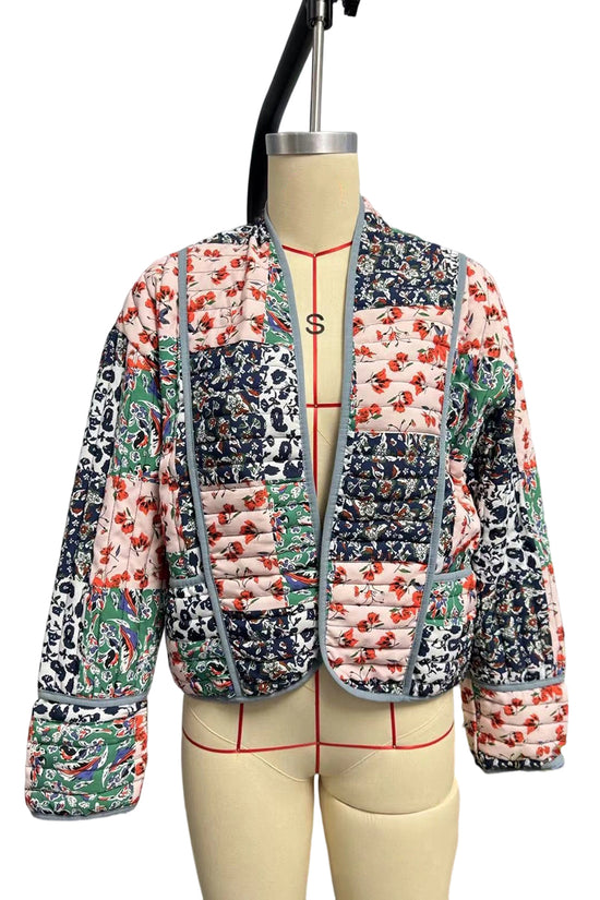 Patchwork Floral Print Quilted Jacket