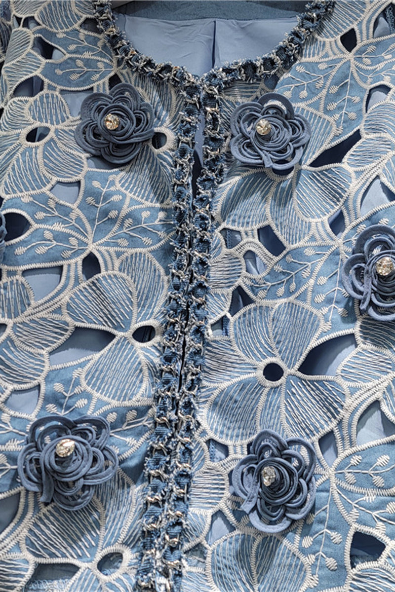 Floral Appliqué Denim Jacket