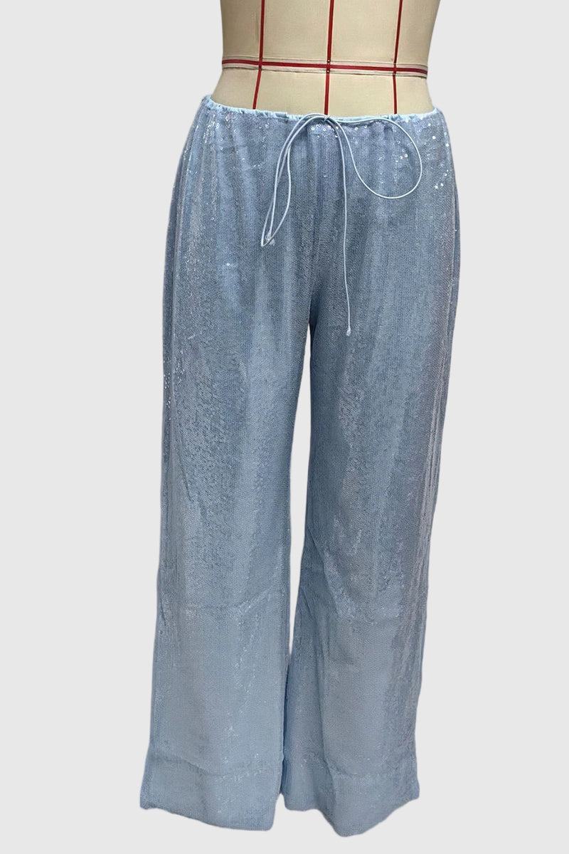 Sparkly Wide-Leg Casual Pants