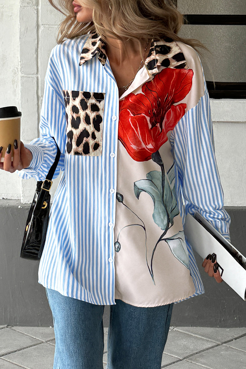 Patchwork Patterned Shirt Blouse