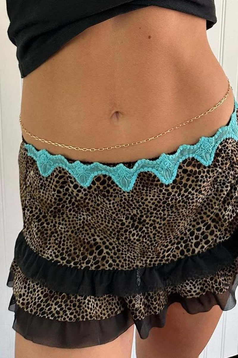 Ruffled Snake Print Mini Skirt