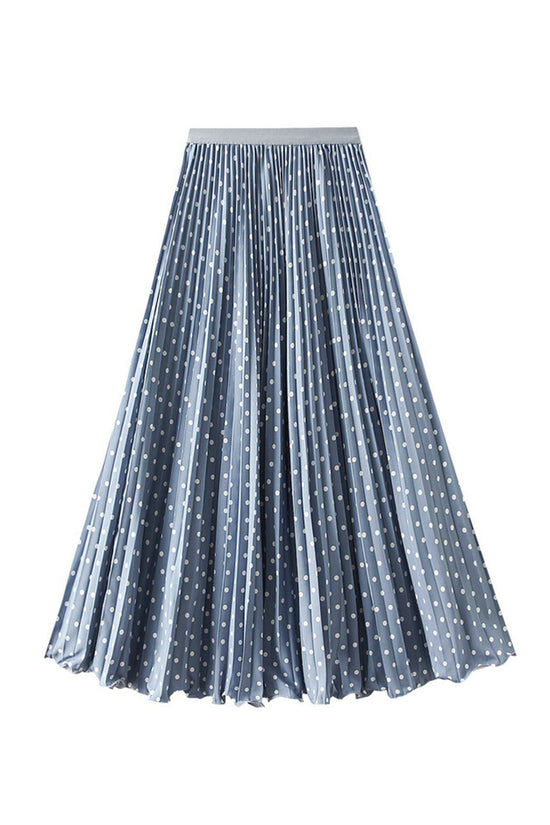 Polka Dot Pleated Midi Skirt