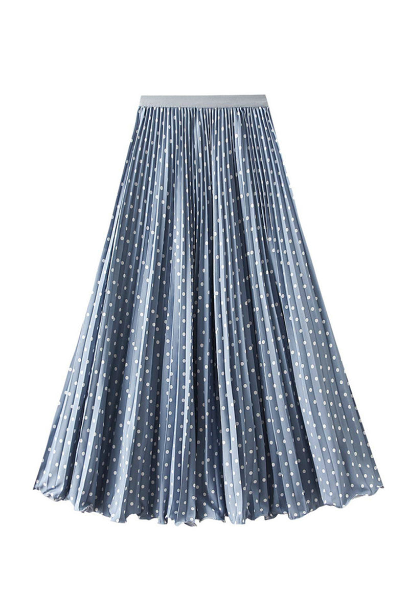Polka Dot Pleated Midi Skirt