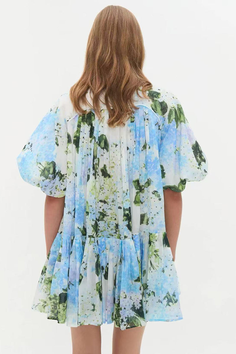 Floral Puff Sleeve Casual Dress