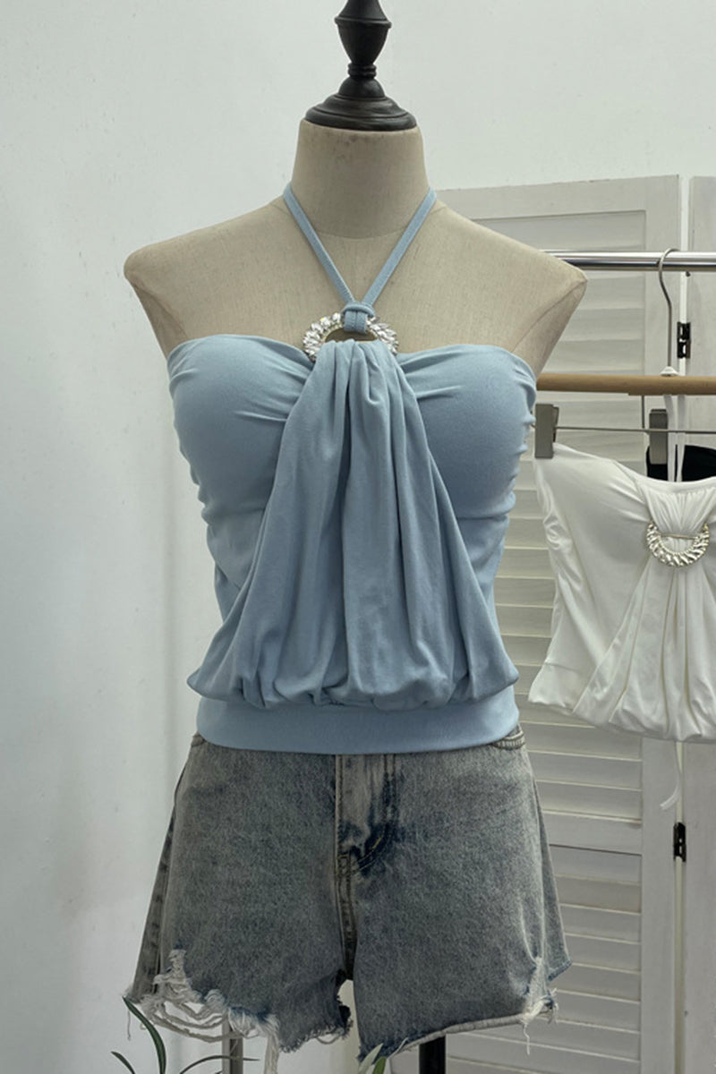 Elegant Gathered Halter Top