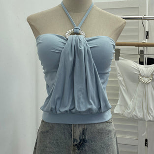 Elegant Gathered Halter Top