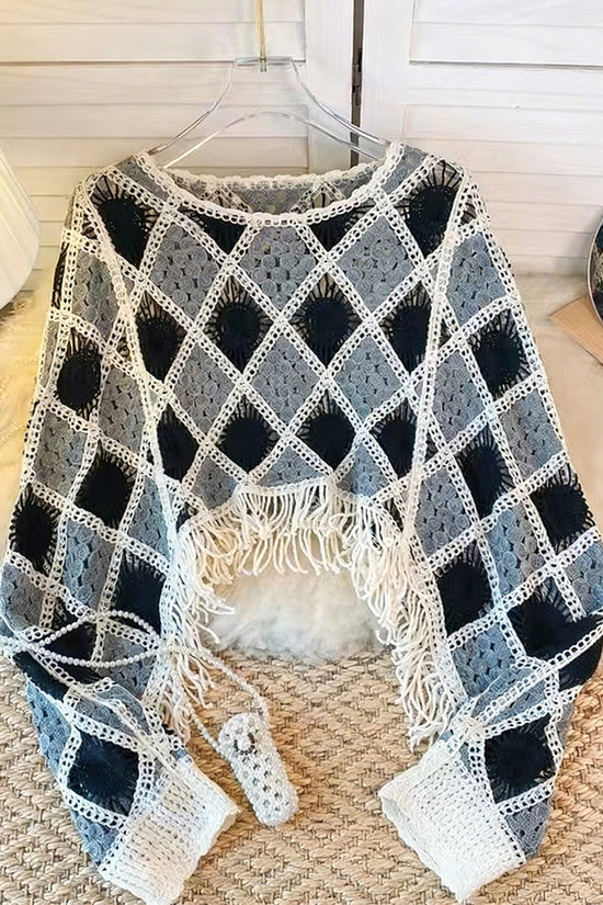 Intricate Crochet Fringe Knit Top