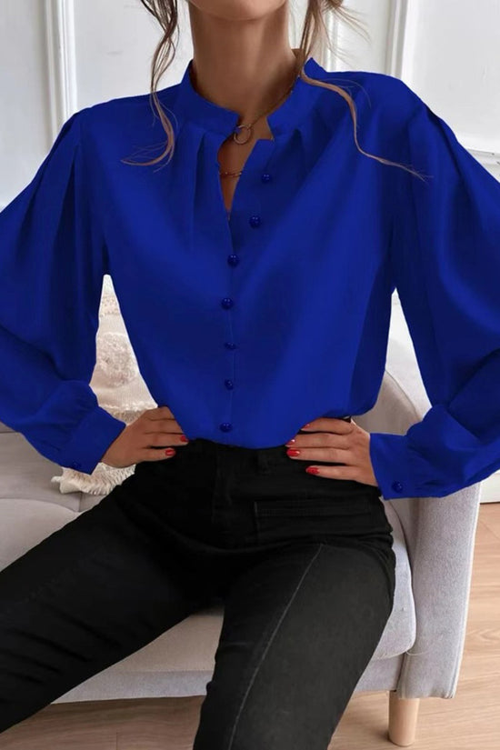 Elegant Puff Sleeve Button-Down Blouse
