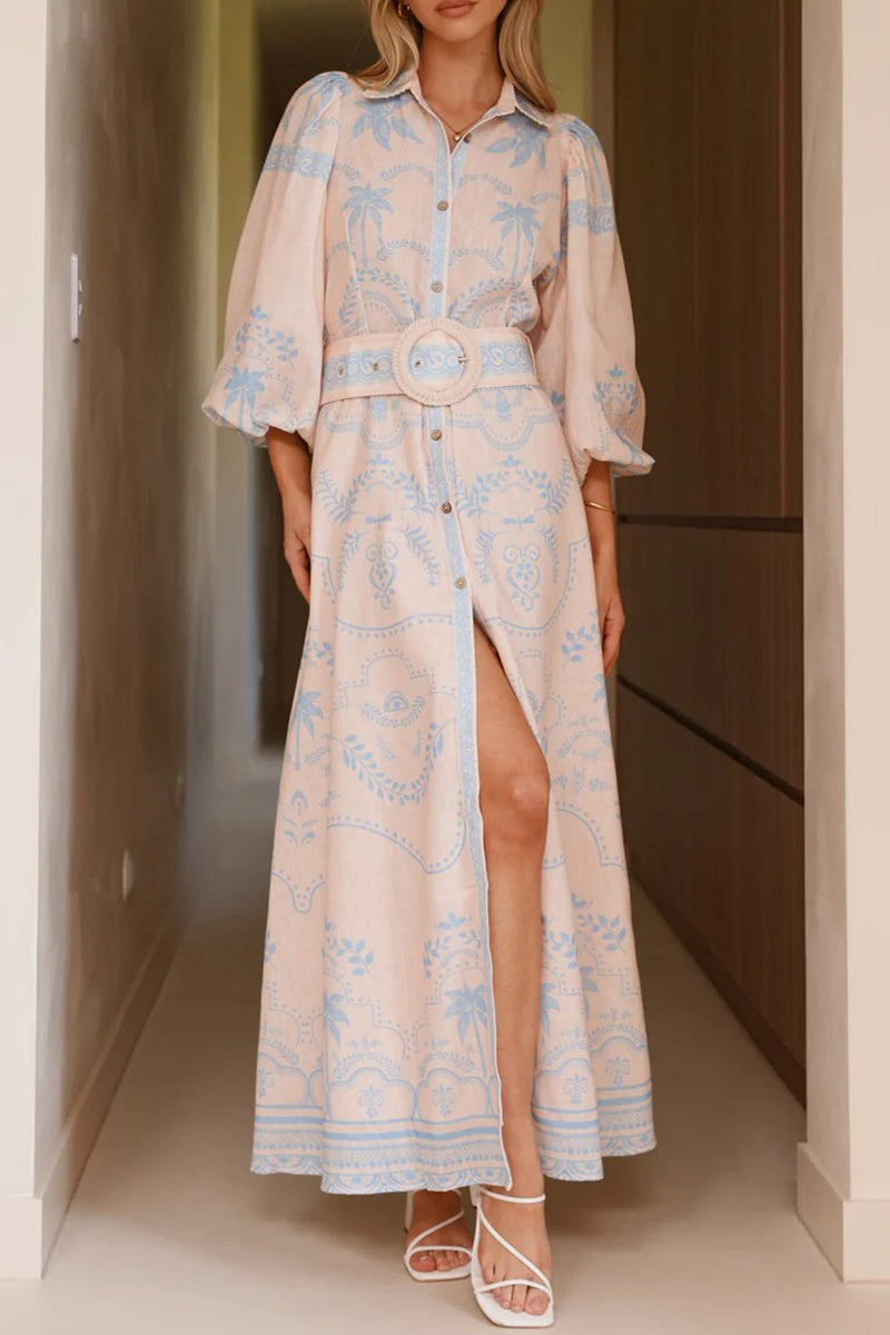 Floral Long Sleeve Button-Down Dress