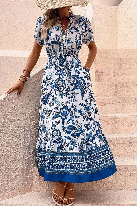 Floral Print V-Neck Casual Dress