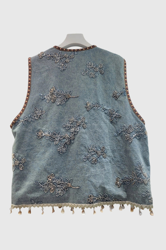Embellished Button-Front Vest