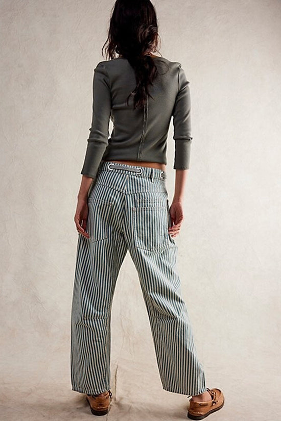 Striped Pattern Casual Loose Fit Pants